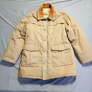 Vintage 80s 90s Barn Jacket Mens XL Tan Zip Snap Field Chore Coat Euro Military